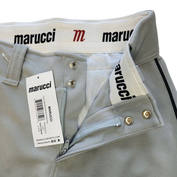 Marucci Gray Baseball Pants Youth XXL Tapered Double Knit Piped Black NWT - Picture 4 of 10
